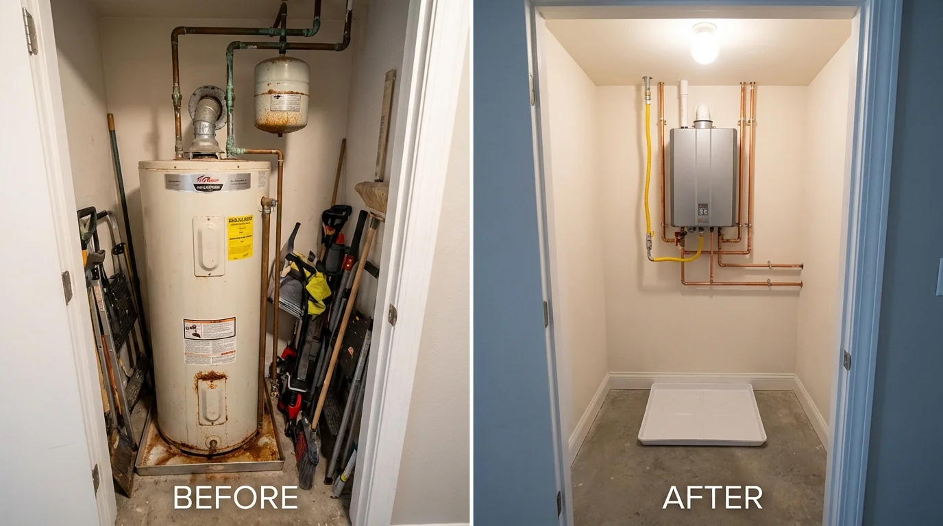 Tank water heater versus wall-mounted tankless unit comparison for Meridian, ID homeowners